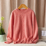 boys and girls crew neck cashmere sweater cable knitted cashmere pullover multi colors