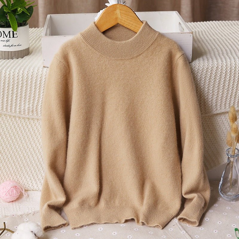 Boys and Girls Crew Neck Cashmere Sweater Kids Cute Solid Cashmere Tops Multi Colors - slipintosoft