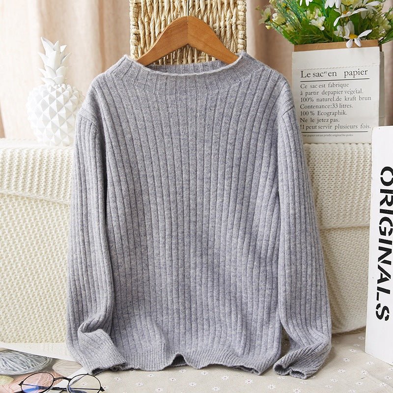 Boys and Girls Half Turtleneck Cashmere Sweater Kids Rib Knitted Solid Cashmere Tops - slipintosoft