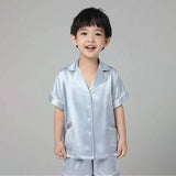 19 Momme Boys Short Silk Pajamas Set Classic Shorts Set Luxury Nightwear for Children -  slipintosoft