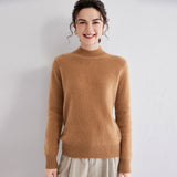 Cashmere Mock Neck Sweater for Women Slim Fit Solid Cashmere Pullover Multi Colors - slipintosoft