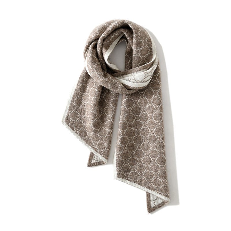 cashmere scarf womens jacquard cashmere neck scarf winter long cashmere neck cover - slipintosoft