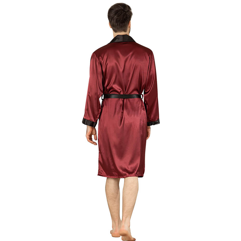 Robe longue en soie dorée pour hommes, vêtements de nuit 100% pure soie