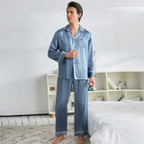 Pyjamas en soie classique set pour les hommes de nuit de luxe de luxe