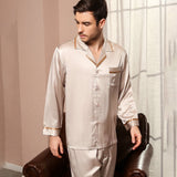 Pyjamas en soie classique set pour les hommes de nuit de luxe de luxe