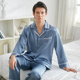 Pyjamas en soie classique set pour les hommes de nuit de luxe de luxe