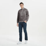 Classic Silk Pullover Shirt For Men 100% Mulberry Silk Long Sleeves Stand Collar Top - slipintosoft