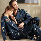 Ensemble de pyjamas assorti de la soie longue imprimée