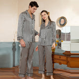 Ensembles de pyjamas assortis en soie pour couples vêtements de nuit en soie pour couples à longues rayures