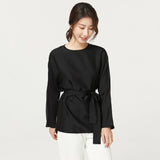 Elegant Silk Blouse For Women Long Sleeves Silk Top With A Belt