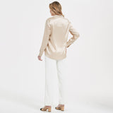 Elegant Womens Pearl Backle Silk Blouse Silk à manches longues