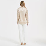 Elegant Womens Pearl Backle Silk Blouse Silk à manches longues