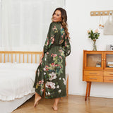 100% Long Silk Kimono Robe For Women Flower Silk Robes - slipintosoft