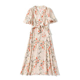 Robe midi florale en pure soie Robes de soirée en soie