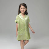 19 Momme Kid's Silk Nightshirt Girls Fashion Sleep Shirt with Pocket White Piping -  slipintosoft