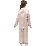 Ensemble pyjama en soie pour filles, pyjama long en soie pour enfants, vêtements de nuit en soie