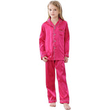 Ensemble pyjama en soie pour filles, pyjama long en soie pour enfants, vêtements de nuit en soie