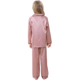 Ensemble pyjama en soie pour filles, pyjama long en soie pour enfants, vêtements de nuit en soie