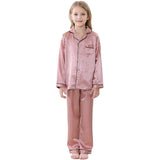 Ensemble pyjama en soie pour filles, pyjama long en soie pour enfants, vêtements de nuit en soie