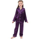 Ensemble pyjama en soie pour filles, pyjama long en soie pour enfants, vêtements de nuit en soie