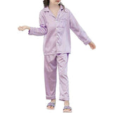 Ensemble pyjama en soie pour filles, pyjama long en soie pour enfants, vêtements de nuit en soie