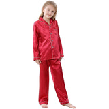 Ensemble pyjama en soie pour filles, pyjama long en soie pour enfants, vêtements de nuit en soie