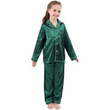 Ensemble pyjama en soie pour filles, pyjama long en soie pour enfants, vêtements de nuit en soie