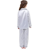 Ensemble pyjama en soie pour filles, pyjama long en soie pour enfants, vêtements de nuit en soie