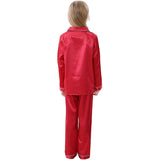 Ensemble pyjama en soie pour filles, pyjama long en soie pour enfants, vêtements de nuit en soie