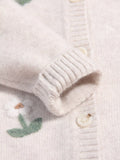 Kids Cashmere Cardigan Snail Flower Embroidery Knit Cashmere Sweater for Children
