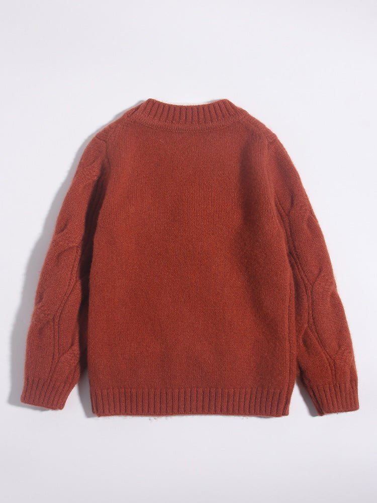 Kids Cashmere Sweater 3D Pom - Pom Floral Accents Cashmere Pullover