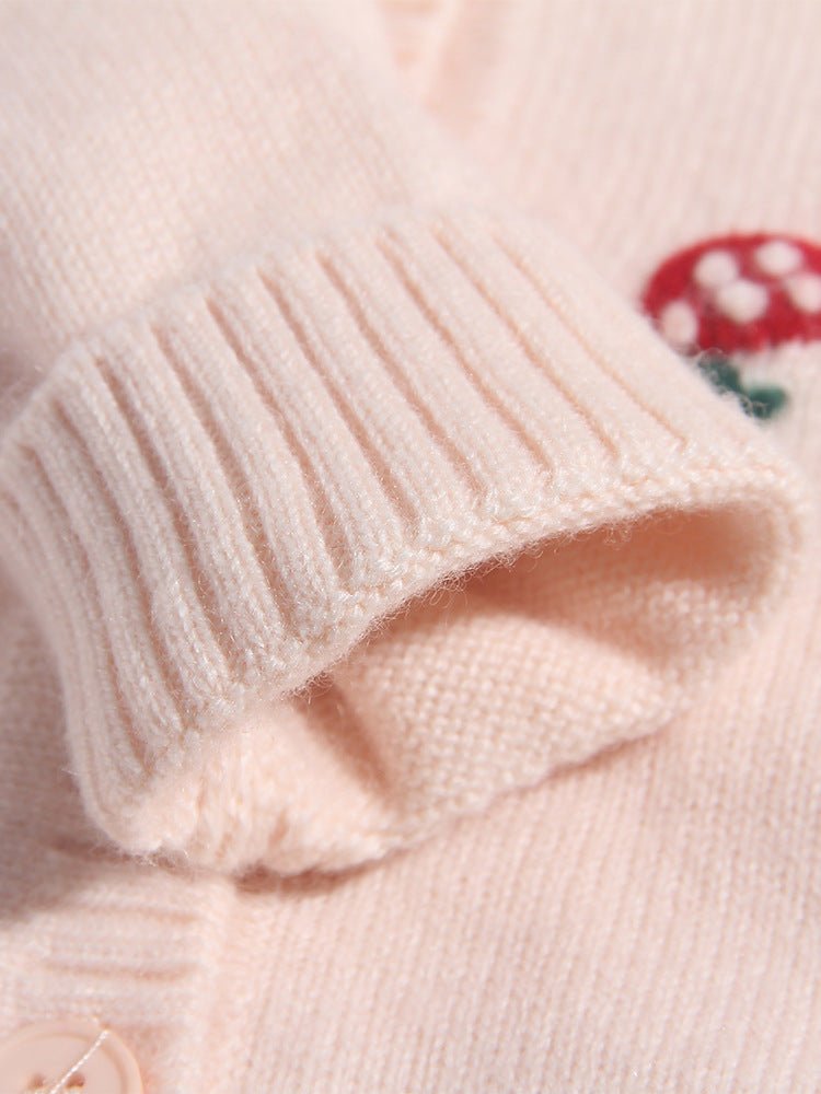Kids Pure Cashmere Cardigan Playful Mushroom Knit Cashmere Sweater