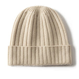 Kids Ribbed Cashmere Beanie Hat Fold Over Pure Cashmere Beanie Multi Colors