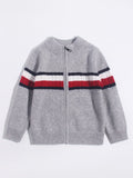 Kids Zip - Up Pure Cashmere Sweater Sporty Stripe Cashmere Jacket
