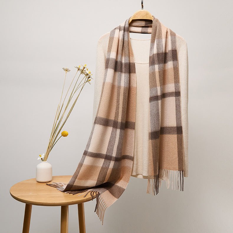 Long Cashmere Scarf with Tassel Plaid Cashmere Warps Multi Styles Winter Gifts - slipintosoft