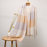 Long Cashmere Scarf with Tassel Plaid Cashmere Warps Multi Styles Winter Gifts - slipintosoft