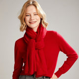 Long Cut - out Cashmere Scarf for Women Double Layer Solid Cashmere Shawl and Wraps Cashmere Scarf