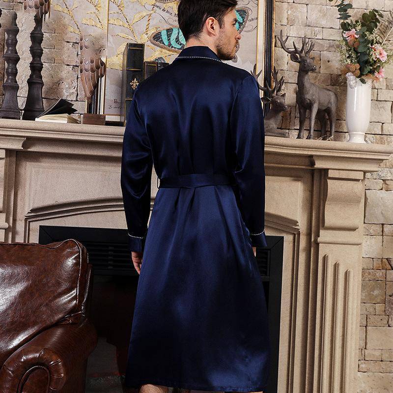 Best Quality Long Mens Silk Robe With Belt Real 100% Luxury Silk Robe For Men -  slipintosoft