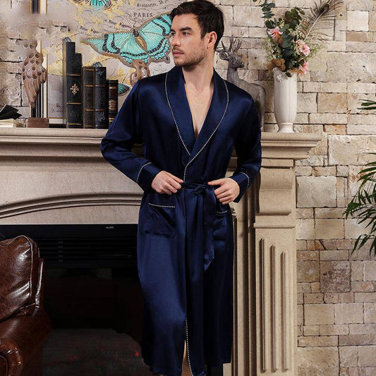 Best Quality Long Mens Silk Robe With Belt Real 100% Luxury Silk Robe For Men -  slipintosoft