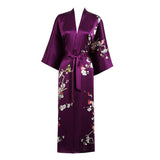 Quality 100% Long Silk Kimono for Women Cherry Blossom Printing Ladies Luxury Mulberry Silk Kimono Robe -  slipintosoft