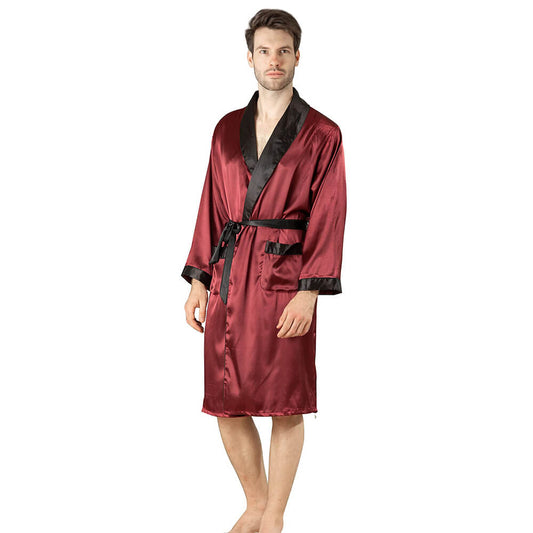 Robe en soie longue pour hommes 100% pure robe de soie avec tuyauterie