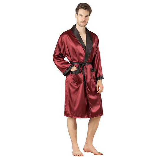 Robe en soie longue pour hommes 100% pure robe de soie avec tuyauterie