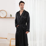 Robe longue en soie pour hommes, peignoir de luxe en soie Pure, vêtements de nuit