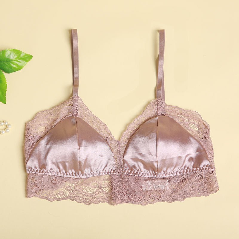 Luxurious Lace Wireless Silk Bra - slipintosoft