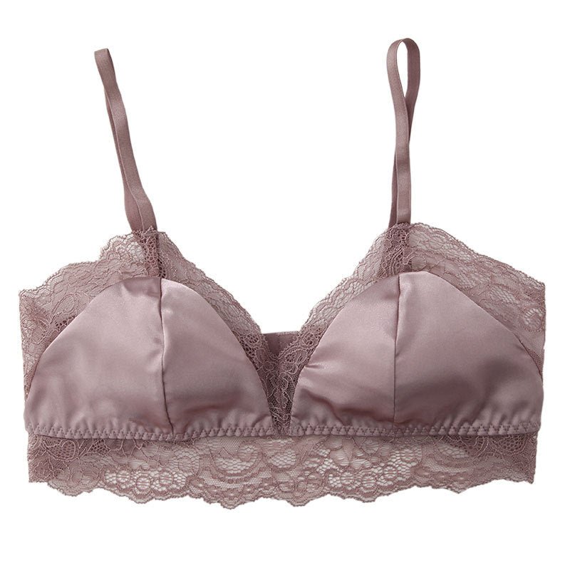 Luxurious Lace Wireless Silk Bra - slipintosoft