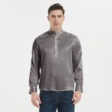 Chemises Henley en soie de luxe en soie pour hommes Pure Silk Stand Collar