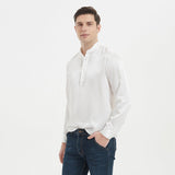 Shirts Henley en soie de luxe pour hommes Pure Silk Stand Collar