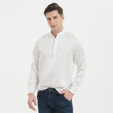 Shirts Henley en soie de luxe pour hommes Pure Silk Stand Collar