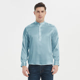 Chemises Henley en soie de luxe en soie pour hommes Pure Silk Stand Collar