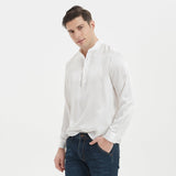 Shirts Henley en soie de luxe pour hommes Pure Silk Stand Collar